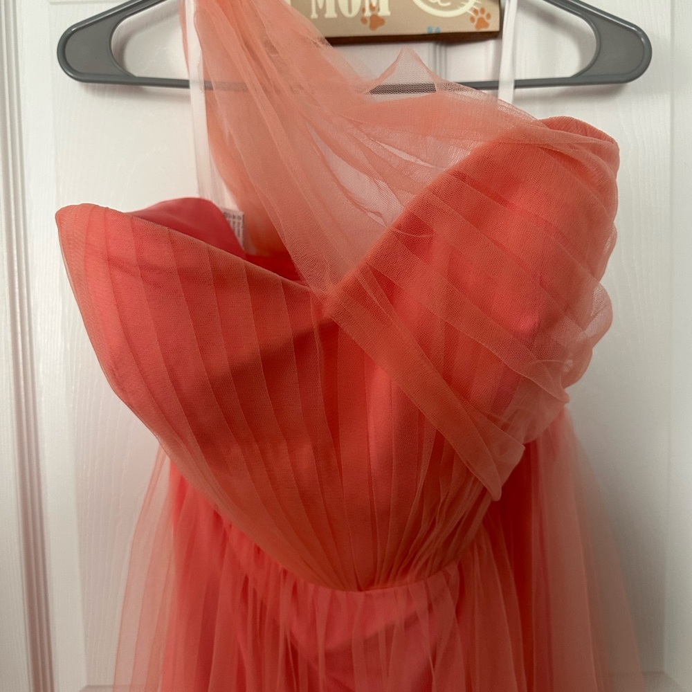 One shoulder a-like gown in Coral - Picture 3 of 6